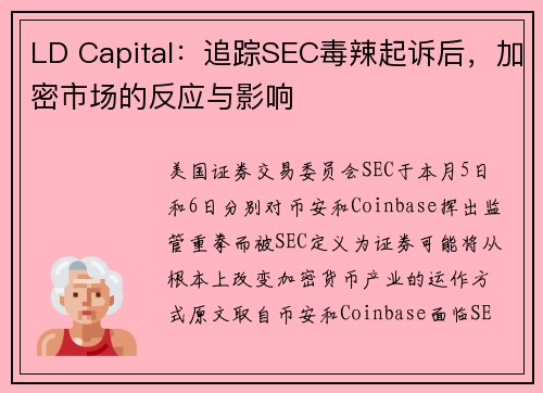 LD Capital：追踪SEC毒辣起诉后，加密市场的反应与影响